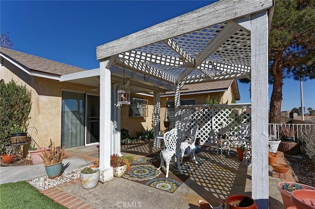 view of patio featuring a pergola