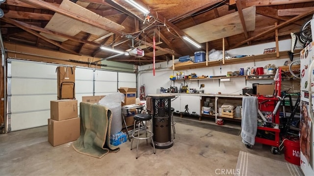 garage with a garage door opener