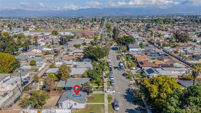 bird's eye view with a mountain view and a residential view