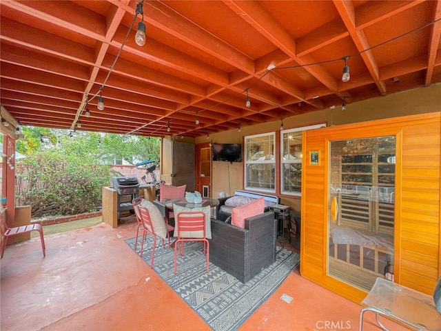 view of patio / terrace featuring an outdoor hangout area