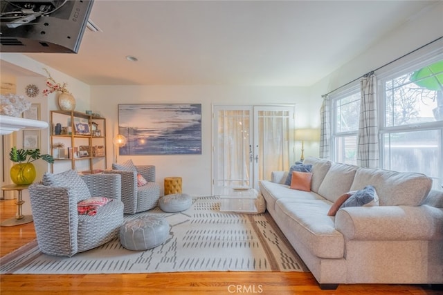 living area featuring wood finished floors