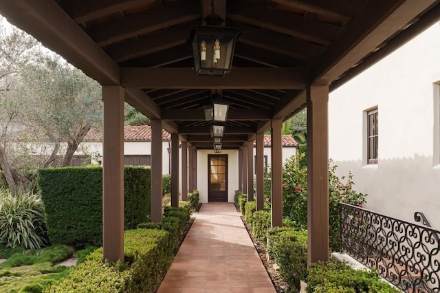 exterior space featuring stucco siding