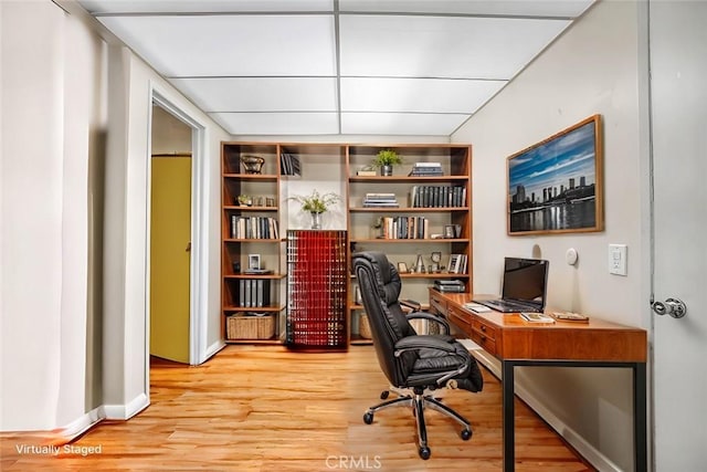 office space featuring light wood-style floors