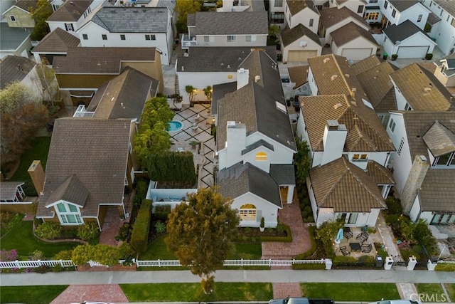 aerial view with a residential view