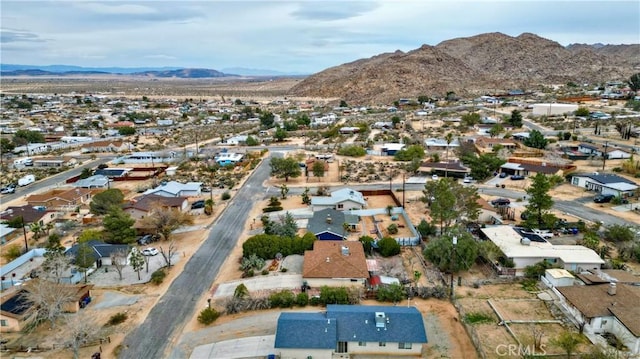 aerial view featuring a residential view and a mountain view