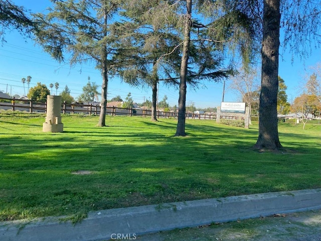 surrounding community featuring a lawn and fence