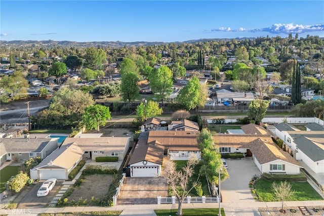 birds eye view of property with a residential view