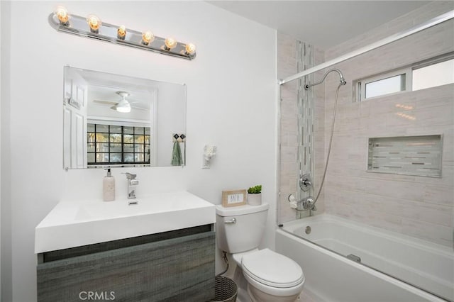 full bath with vanity, toilet, and shower / bath combination