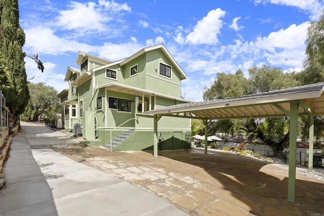 view of front of home featuring central AC