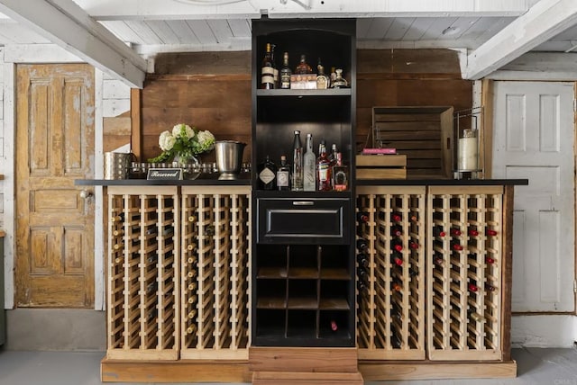 bar with wood ceiling