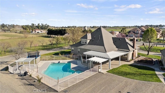 view of pool featuring a fenced in pool, a patio area, and fence