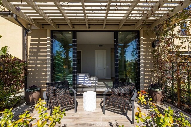 view of patio with a pergola