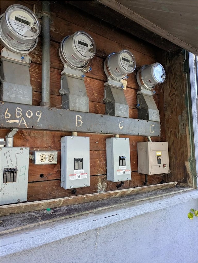 interior details with electric panel and electric meter