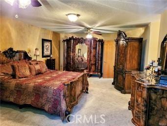 bedroom featuring light colored carpet