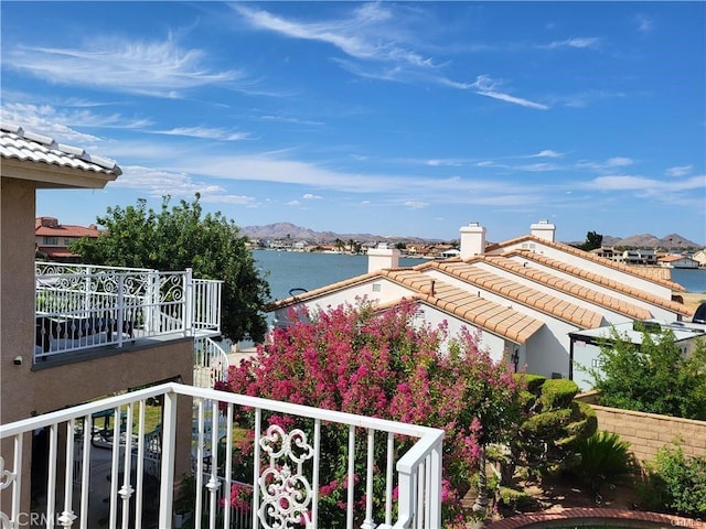 view of water feature with a mountain view