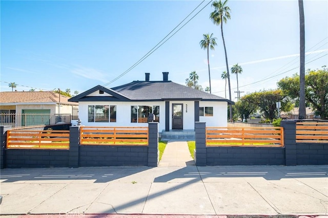 view of front facade with a fenced front yard