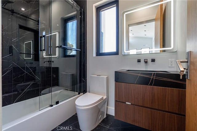 10943 Pickford Way, Culver City, CA 90230 - bathroom with toilet, enclosed tub / shower combo, and vanity