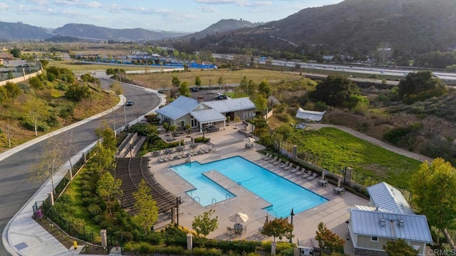 exterior space featuring a mountain view