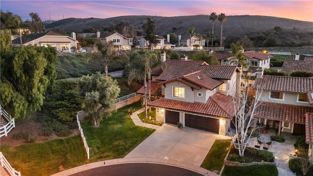 bird's eye view with a mountain view and a residential view