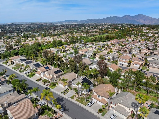 bird's eye view featuring a residential view and a mountain view