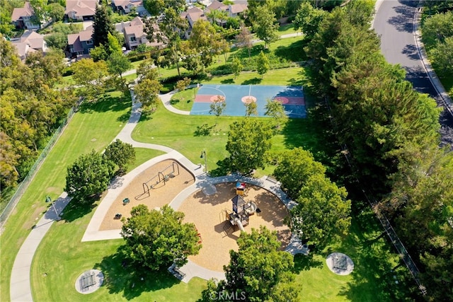 birds eye view of property with a residential view