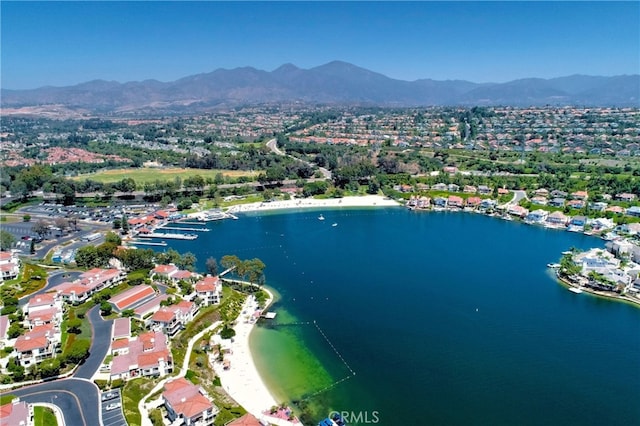 aerial view with a water and mountain view