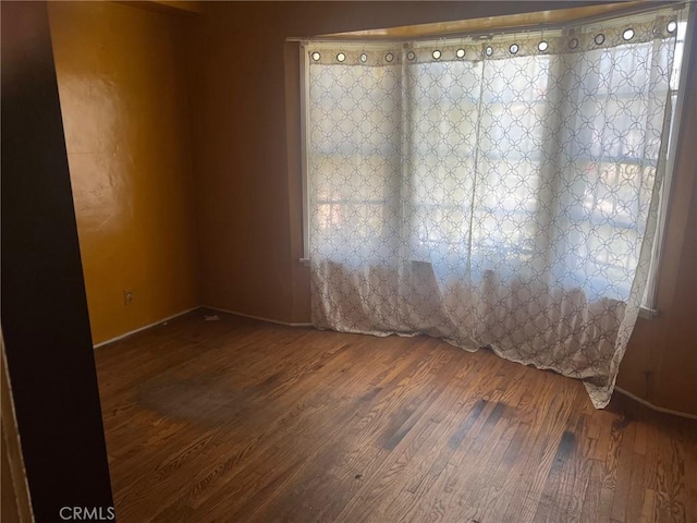 spare room with wood finished floors