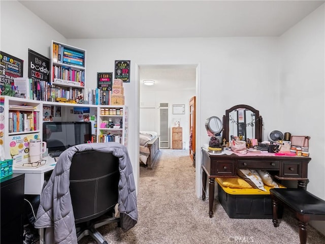 view of carpeted home office