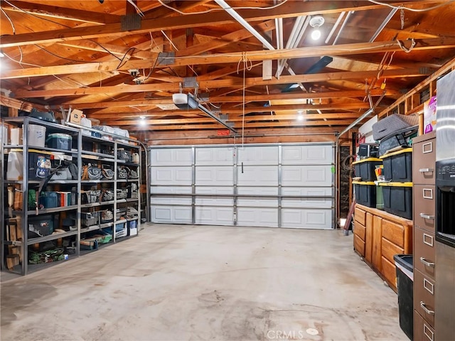 garage with a garage door opener