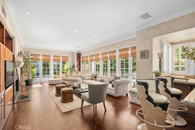 sunroom / solarium with french doors and visible vents