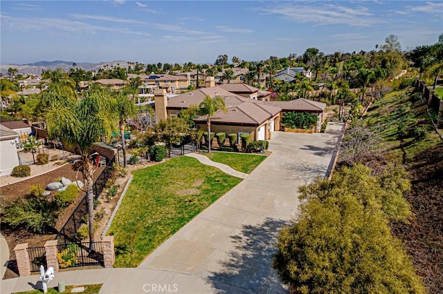 aerial view with a residential view