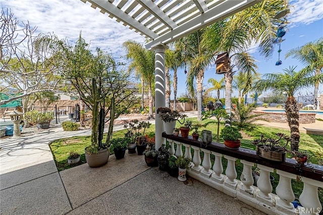 view of patio / terrace featuring a pergola