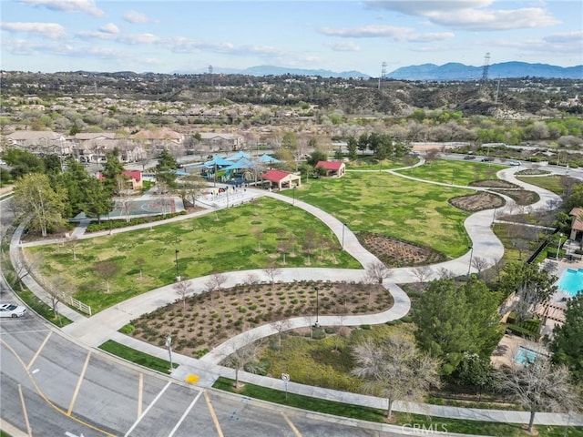 aerial view featuring a mountain view