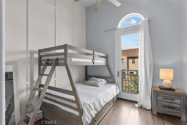 bedroom with wood finished floors