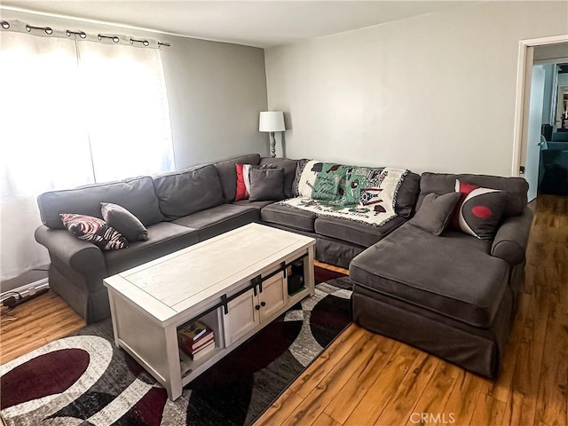 living area with wood finished floors