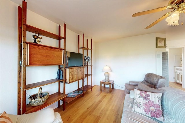 2139 Verde Canyon Rd, Arroyo Grande, CA 93420 - living room featuring a heating unit, light wood-style floors, and a ceiling fan