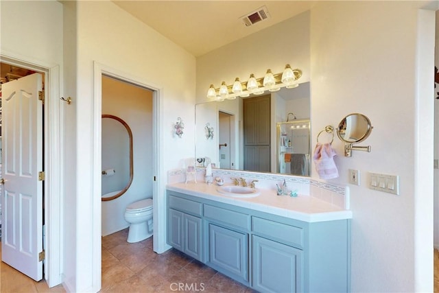 2139 Verde Canyon Rd, Arroyo Grande, CA 93420 - bathroom with vanity, tile patterned floors, and a shower