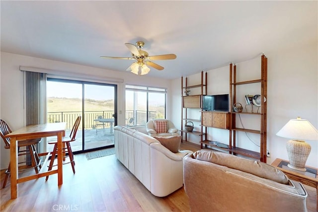 2139 Verde Canyon Rd, Arroyo Grande, CA 93420 - living room with a ceiling fan and light wood-style floors