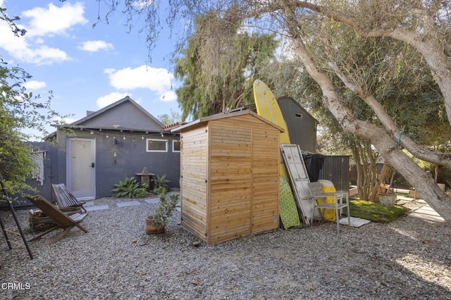 view of outdoor structure featuring an outdoor structure and fence