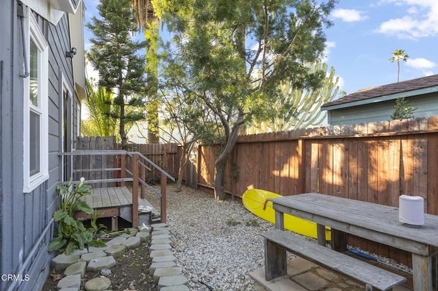 view of yard featuring a fenced backyard