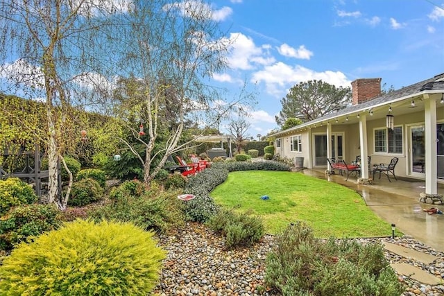 view of yard with a patio area