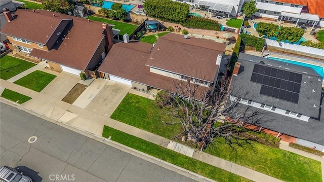 aerial view with a residential view