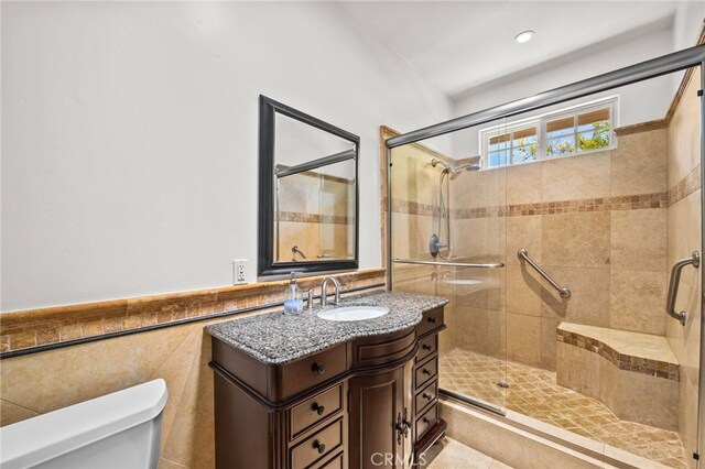 805 E Chase Dr, Corona, CA 92881 - full bath with vanity, a shower stall, and toilet