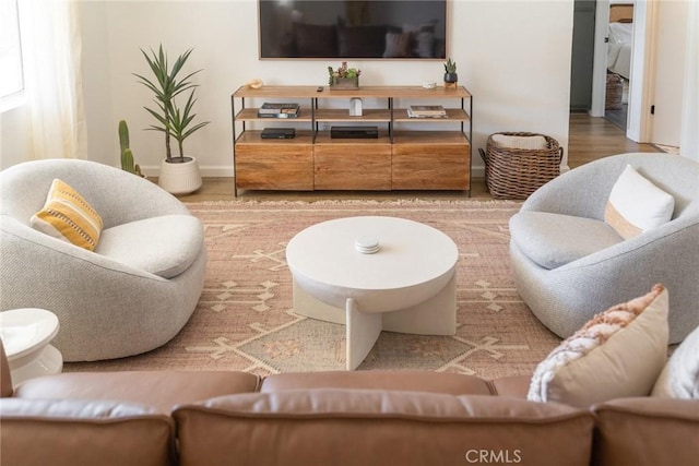 living room with wood finished floors