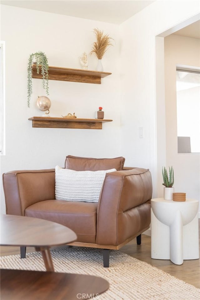 living area featuring wood finished floors