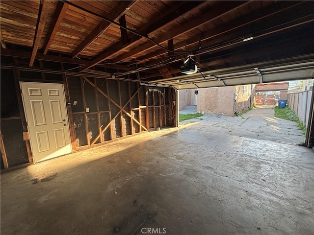 garage with a garage door opener