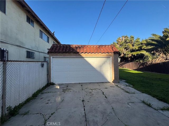 garage featuring fence