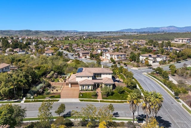 aerial view with a residential view and a mountain view