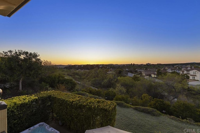 view of yard at dusk