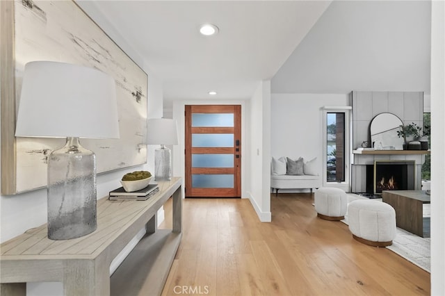 kitchen with recessed lighting, light wood-style floors, and light countertops